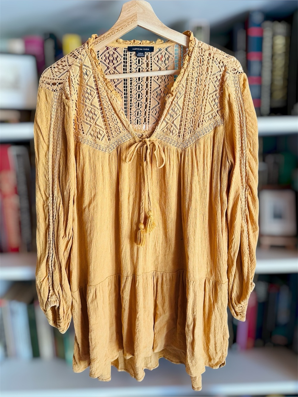 American Eagle Warm Yellow Boho Top S